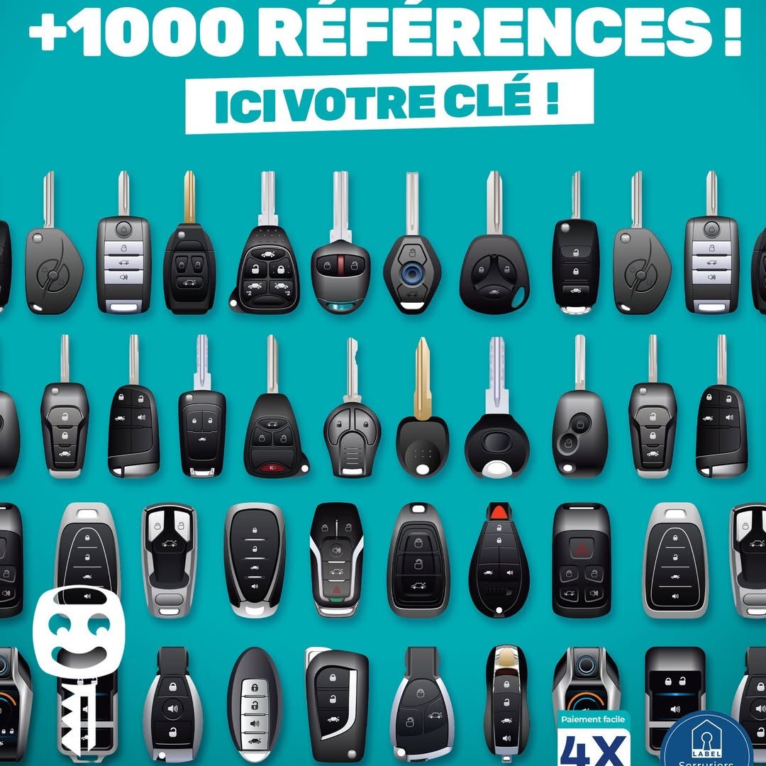 Mur de plus de 1000 références de clés et télécommandes